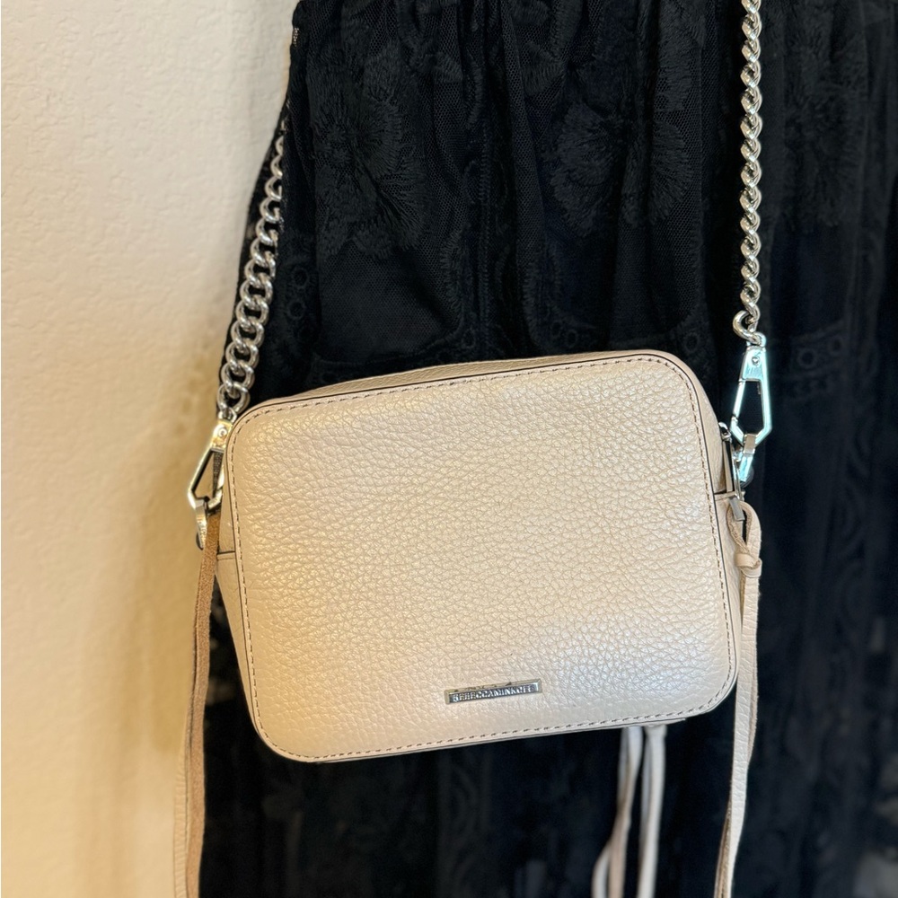 Rebecca Minkoff Trendy Nude 3 Front Zippers Leather Crossbody Shoulder Bag - Picture 5 of 11